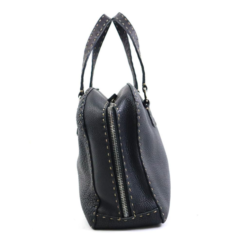 Fendi silver black leather Selleria handbag